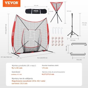Vevor Siatka treningowa 2,1 m x 2,4 m do baseballu i softballu 2