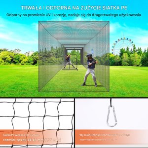 Vevor Siatka do baseballu 16,7m treningowa przenośna z drzwiami PE profesjonalna 5