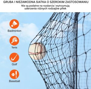 Vevor Siatka do baseballu 21,7m treningowa przenośna z drzwiami PE profesjonalna 3