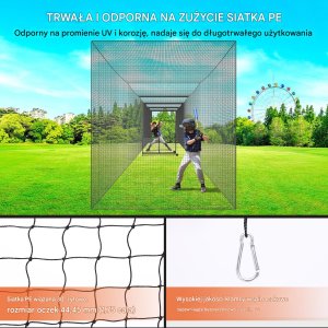Vevor Siatka do baseballu 21,7m treningowa przenośna z drzwiami PE profesjonalna 4