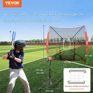 Siatka treningowa 2,1 m x 2,4 m do baseballu i softballu 7