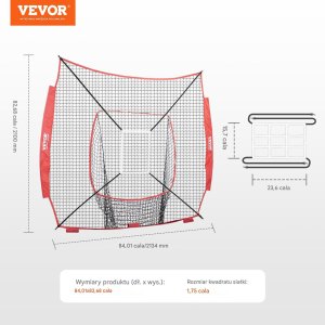 Vevor Siatka treningowa 2,1 m x 2,1 m do baseballu i softballu 2
