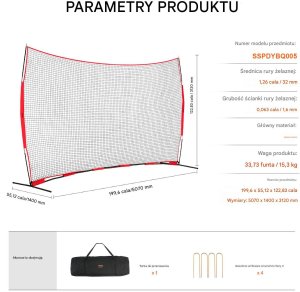 Vevor Siatka sportowa 5x3m przenośna baseball piłka nożna siatkówka ogród 2