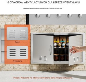 Vevor Drzwi do grilla 91x53cm nierdzewne z wentylacją podwójne ogród taras 10