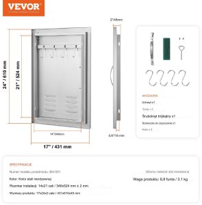 Vevor Drzwi do Grilla ze Stali Nierdzewnej 8