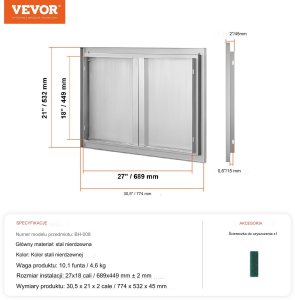 Vevor Podwójne Drzwi do Grilla 8