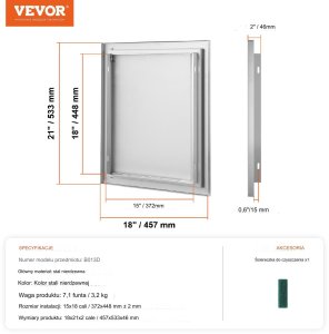 Vevor Drzwi do Grilla ze stali nierdzewnej 8