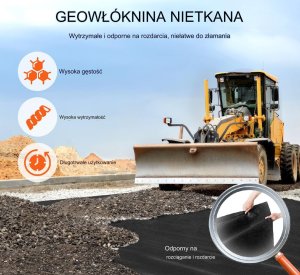 Geowłóknina ochronna, włóknina drogowa 0,9x30,5m 136g/m 7