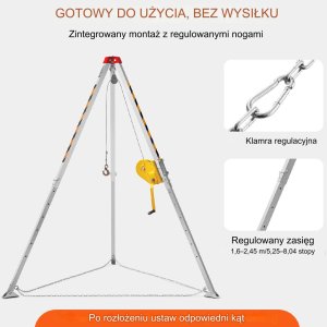 Trójnóg Statyw Ratowniczy z Wciągarką do Przestrzeni Zamkniętych 1180 kg Dmuchawa 11