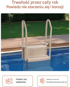 Drabinka basenowa 3 stopnie stalowa z poręczami do basenów 91-122 cm 12