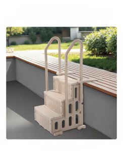 Drabinka basenowa 3 stopnie stalowa z poręczami do basenów 91-122 cm 2