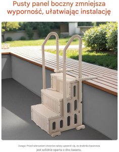 Drabinka basenowa 3 stopnie stalowa z poręczami do basenów 91-122 cm 8