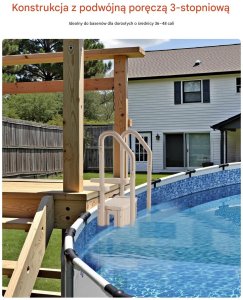 Drabinka basenowa 3 stopnie stalowa z poręczami do basenów 91-122 cm 9