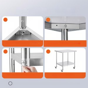 Stół blat roboczy nierdzewny 76x91cm 4 kółka stal gastronomia mobilny 3