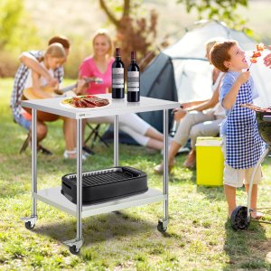 Stół blat roboczy nierdzewny 76x91cm 4 kółka stal gastronomia mobilny 6