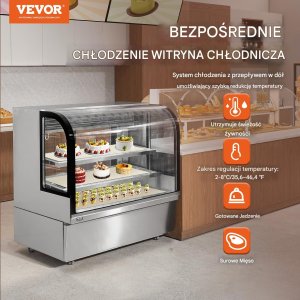 Witryna Chłodnicza Lodówka Wystawowa do Piekarni Gablota 505 L 2 Półki 8