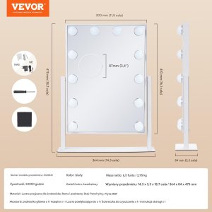 Lustro do Makijażu z Podświetleniem LED i Lusterkiem Powiększającym 5x 2