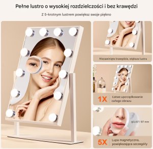 Lustro do Makijażu z Podświetleniem LED i Lusterkiem Powiększającym 5x 3