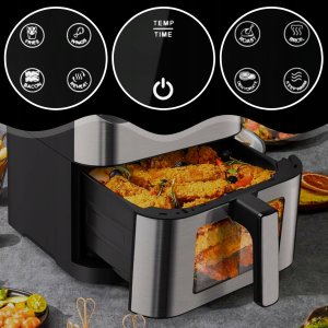 AIR FRYER FRYTKOWNICA BEZTŁUSZCZOWA DUŻA MISA XXL 8L 1800W PANEL DOTYKOWY 9