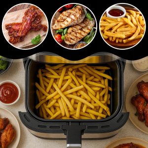 AIR FRYER FRYTKOWNICA BEZTŁUSZCZOWA DUŻA MISA XXL 8L 1800W PANEL DOTYKOWY 10