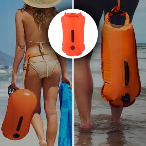 Bojka Asekuracyjna Boja do Pływania Dmuchana Sucha Kieszeń Deska Duża 74cm 6