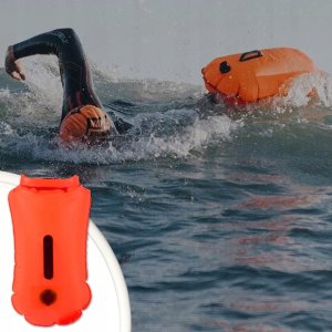 Bojka Asekuracyjna Boja do Pływania Dmuchana Sucha Kieszeń Deska Duża 74cm 8