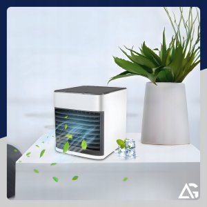 KLIMATOR PRZENOŚNY BIURKOWY MAŁY WODNY NA WODĘ i LÓD 3W1 KLIMATYZER LED USB 2