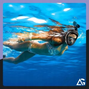 Maska do nurkowania dziecięca pełnotwarzowa, z rurką ARSA GO ZESTAW czarny 2