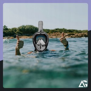 Maska do nurkowania dziecięca pełnotwarzowa, z rurką ARSA GO ZESTAW czarny 3