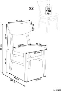 Zestaw 2 krzeseł do jadalni ANOKA Drewno Jasnoszary 3