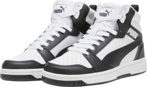 Puma Buty dla dzieci Rebound V6 Mid biało-czarne 393831 01 38,5 2