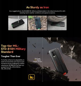 Blackview Rugged BV4800SE LTE 6.56" HD+IPS 720x1612 90Hz 4Gb+64Gb UMS9320E Octa-Core 1.8GHz CAM Front 8MP Rear 16MP+2MP NFC 5100mAh NO Charger Android 15 Green BV4800SE_GR_EU (6931548321927) 8