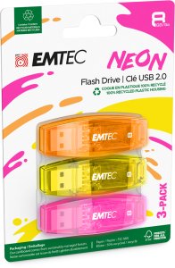 USB2.0 C410 8GB Neon 3 pcs 5