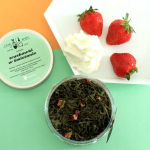 Herbata zielona TRUSKAWKI W ŚMIETANIE truskawki na prezent upominek - sypana liściasta herbata PREMIUM Cup&You 4