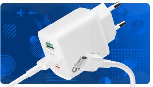 SZYBKA MOCNA Ładowarka sieciowa USB 2xUSB-C PD 65W GaN KOSTKA +Kabel TYP-C 6