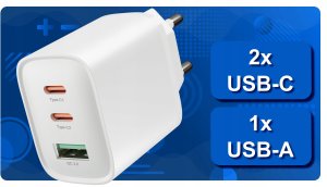 SZYBKA MOCNA Ładowarka sieciowa USB 2xUSB-C PD 65W GaN KOSTKA +Kabel TYP-C 8