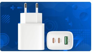 SZYBKA MOCNA Ładowarka sieciowa USB 2xUSB-C PD 65W GaN KOSTKA +Kabel TYP-C 9