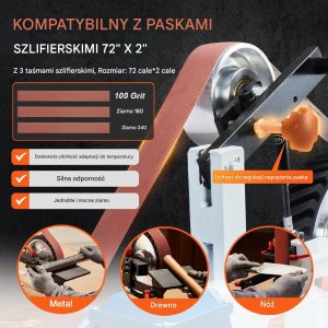 Szlifierka stołowa 1500W taśmowa i tarczowa precyzyjne szlifowanie narzędzi 3
