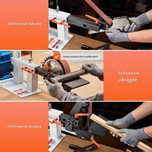 Szlifierka stołowa 1500W taśmowa i tarczowa precyzyjne szlifowanie narzędzi 4