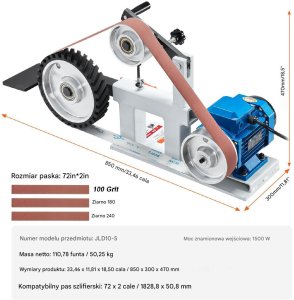 Szlifierka stołowa 1500W taśmowa i tarczowa precyzyjne szlifowanie narzędzi 6