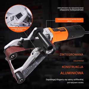 Szlifierka taśmowa szlifierka do rur polerka rur 1300 W + 2 szt taśmy 2