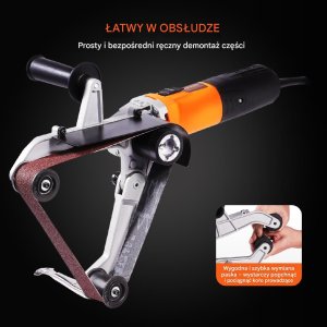 Szlifierka taśmowa szlifierka do rur polerka rur 1300 W + 2 szt taśmy 4