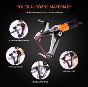 Szlifierka taśmowa szlifierka do rur polerka rur 1300 W + 2 szt taśmy 5