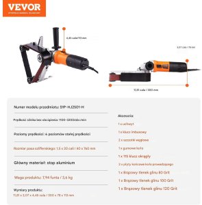 Szlifierka taśmowa szlifierka do rur polerka rur 1300 W + 2 szt taśmy 6