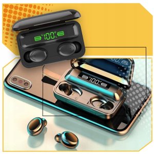 SŁUCHAWKI BEZPRZEWODOWE BLUETOOTH 5.1 POWERBANK SPORTOWE DOUSZNE MIKROFON 2