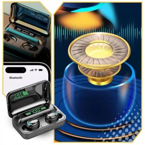 SŁUCHAWKI BEZPRZEWODOWE BLUETOOTH 5.1 POWERBANK SPORTOWE DOUSZNE MIKROFON 4