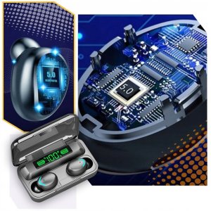 SŁUCHAWKI BEZPRZEWODOWE BLUETOOTH 5.1 POWERBANK SPORTOWE DOUSZNE MIKROFON 6