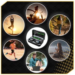 SŁUCHAWKI BEZPRZEWODOWE BLUETOOTH 5.1 POWERBANK SPORTOWE DOUSZNE MIKROFON 7