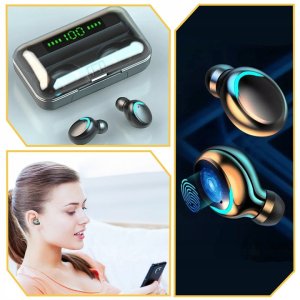 SŁUCHAWKI BEZPRZEWODOWE BLUETOOTH 5.1 POWERBANK SPORTOWE DOUSZNE MIKROFON 8