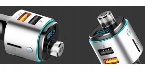 TRANSMITER BLUETOOTH FM SAMOCHODOWY SZYBKA ŁADOWARKA SAMOCHODOWA 2x USB QC 10